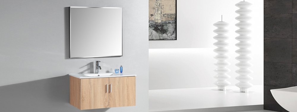 IL2548 Light Oak Floating Single Bathroom Vanity with Mirror