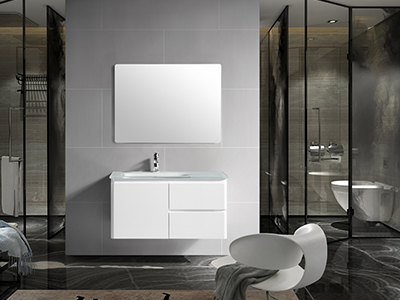 IL316 Bathroom Vanity Set with Single Glass Vanity Top