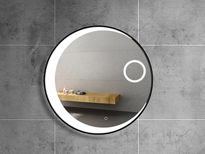 ZL11 Matte Black Round Wall Mirror with Light